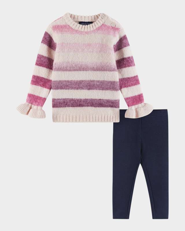 Girl's Ombre Striped Sweater & Legging Set, Size 6M-24